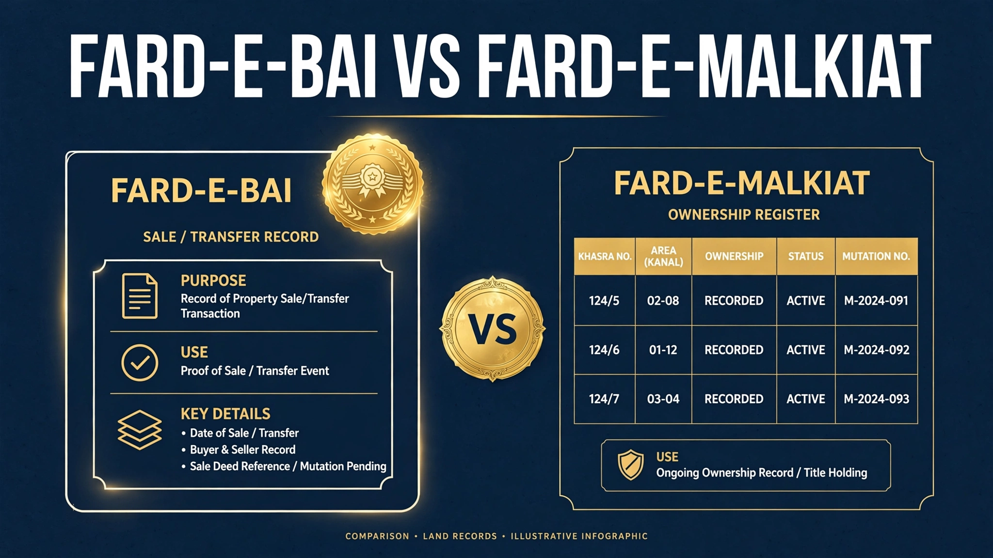 Fard-e-Bai vs Fard-e-Malkiat — Punjab land record documents comparison guide