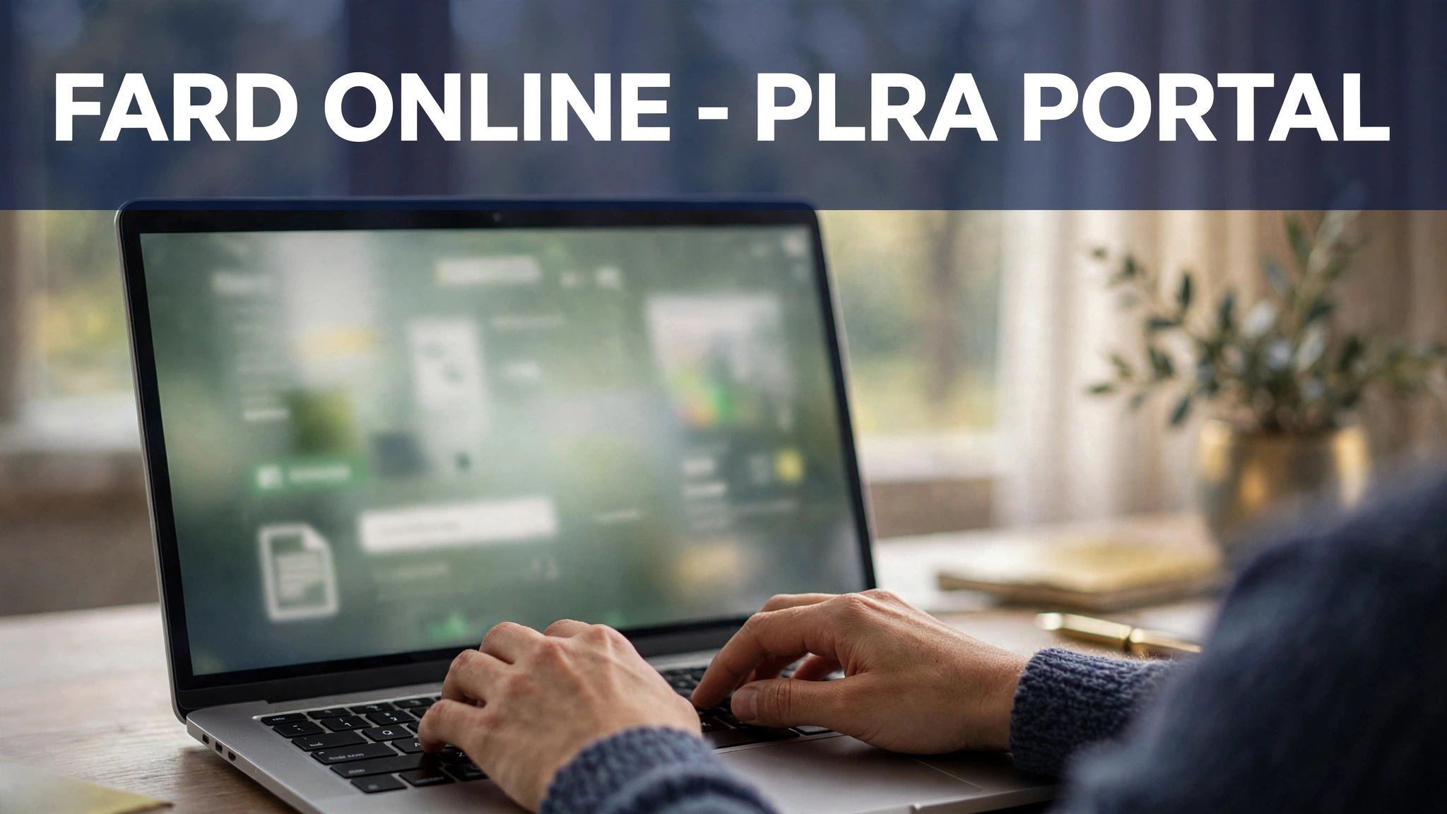 Hands typing on a laptop to get a Fard online through the PLRA portal