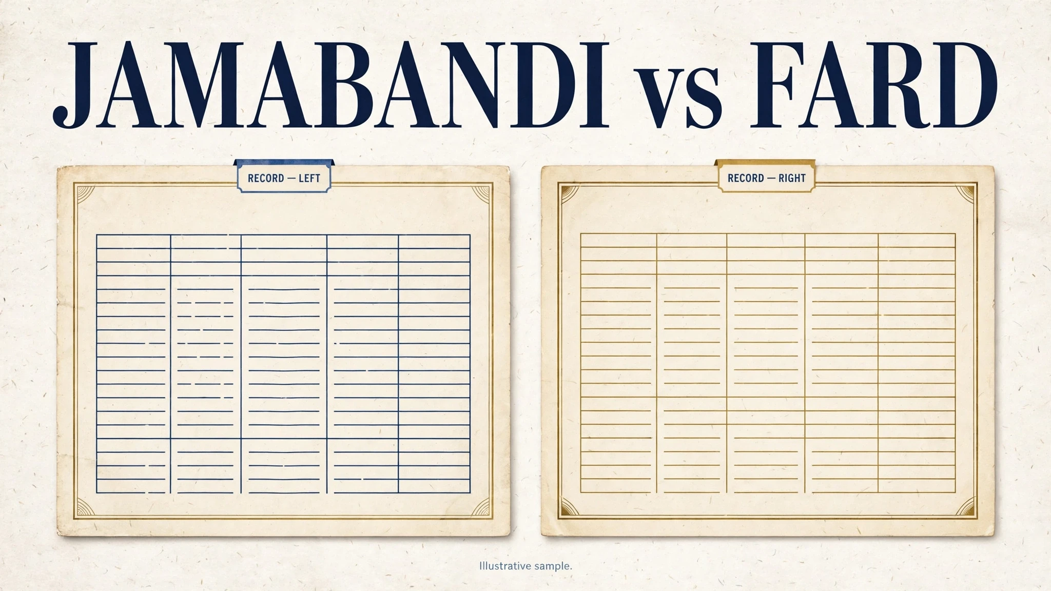 Side-by-side illustration comparing Jamabandi and Fard land record documents