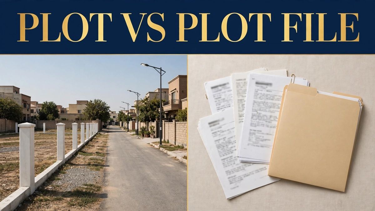 Plot vs plot file explained in Pakistan — demarcated plot versus property file documents